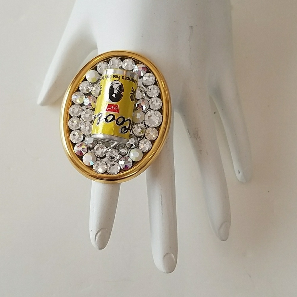GASOLINE GLAMOUR Coors beer rhinestone ring